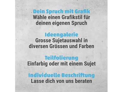 Anbieter - Camperbedarf - Aargau - -Dein Spruch mit Grafik
-Unsere Ideengalerie
-Teilfoliereung
-Individuelle Beschriftung - womodecor.ch - Camperbeschriftungen